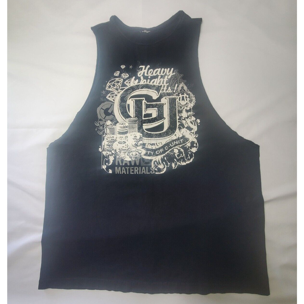 Raw Materials TY Of G-Unit Clothing Heavy Weight Sleeveless Black Shirt Big Logo